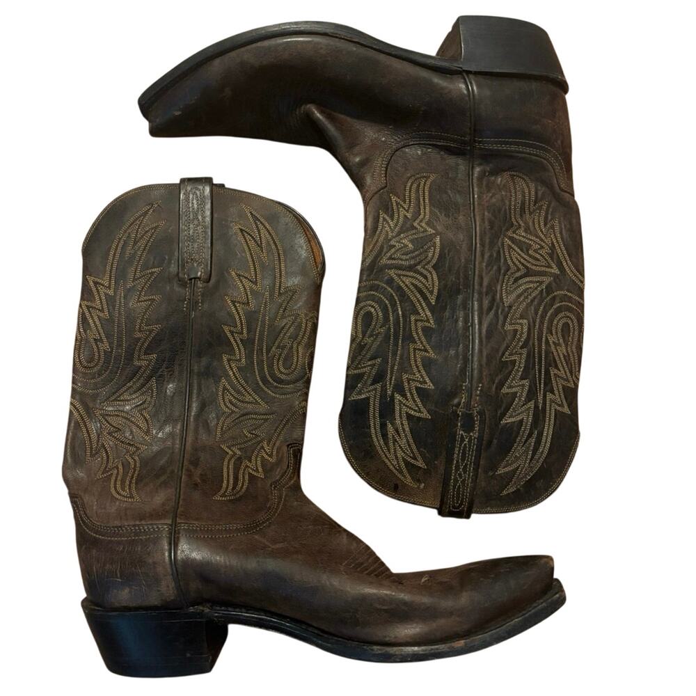 Lucchese Corbin Men’s Leather Western Boots Size 9 1/2 Brown N1556